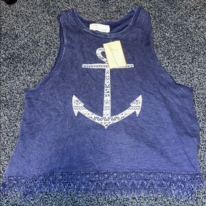 Vintage Havana nwt Medium blue tank anchor heart $78 trim